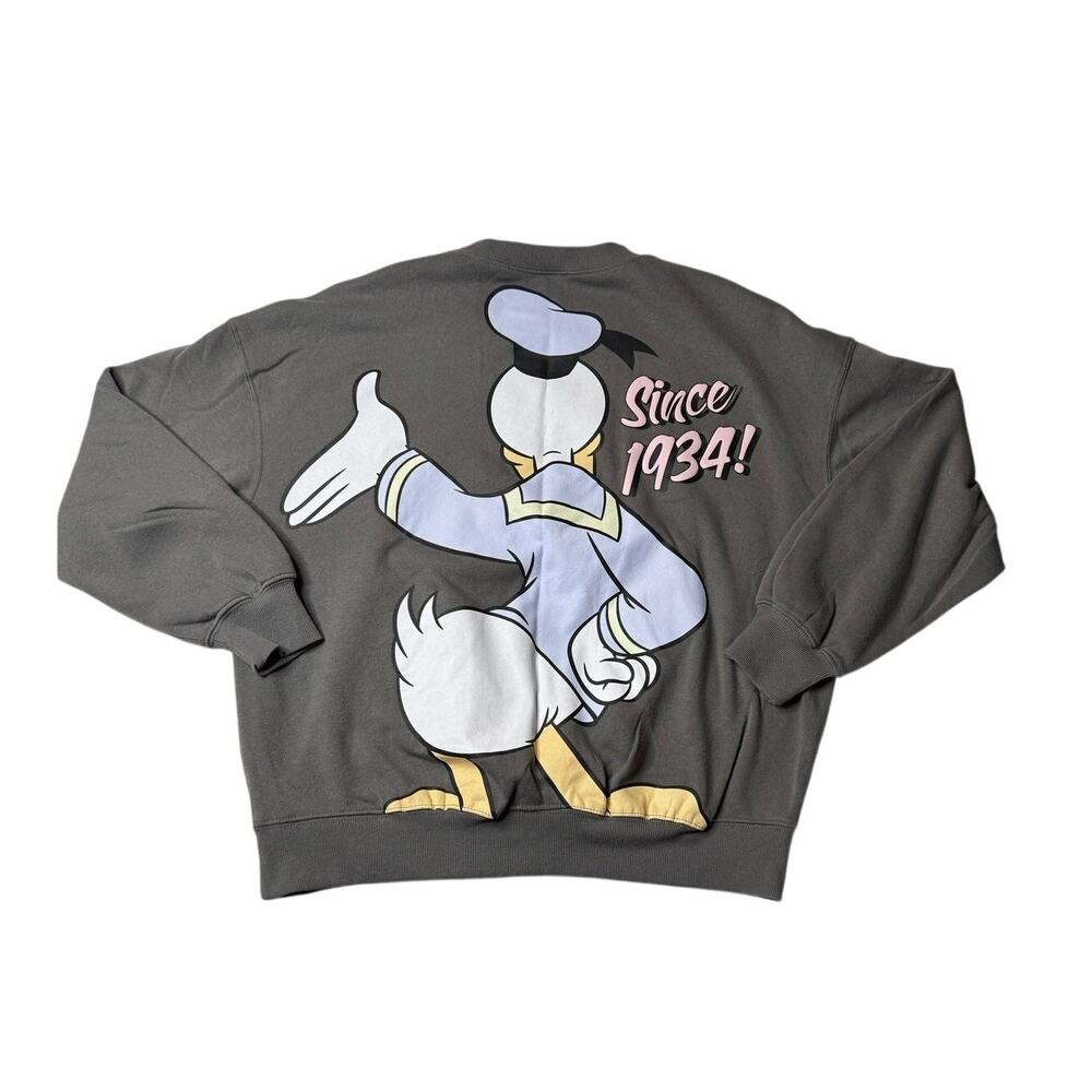 Disney Donald Duck 90th Anniversary Gray Sweater Size M Double Sided - Picture 2 of 8